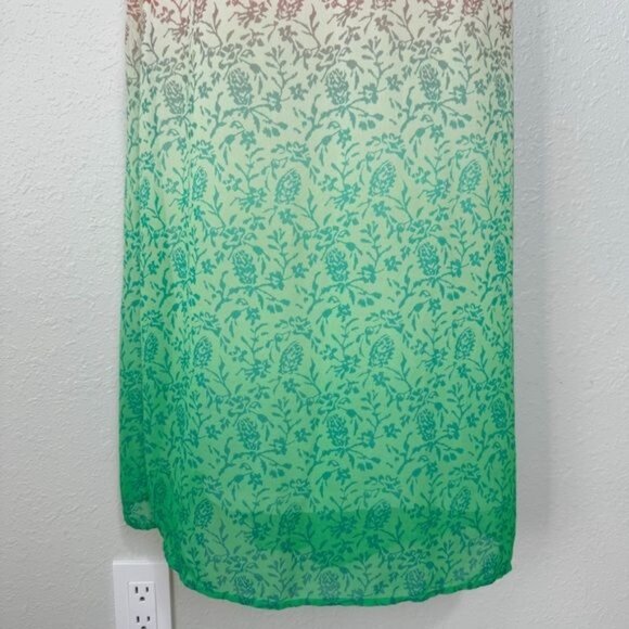 Old Navy Green and Pink blouson Tiered Maxi Dress sleeveless holiday S - Picture 5 of 11